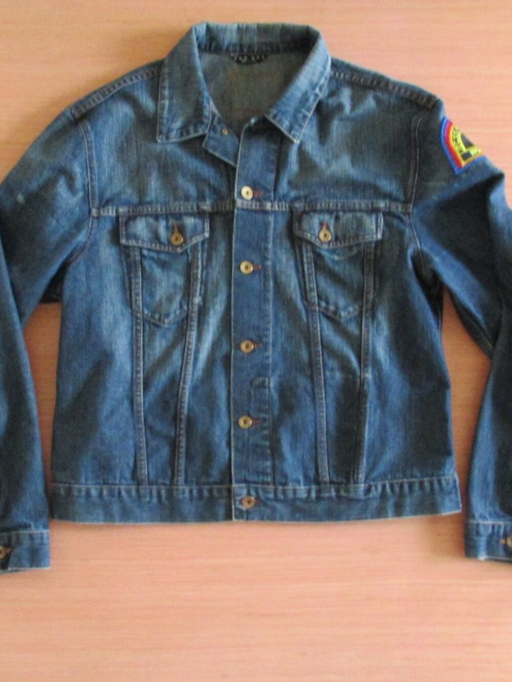 Hugo Boss Orange Denim Jacket Made in Italy – L/XL – Custom Nostromo Patch